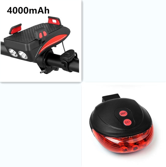 4-in-1 Bike Mount — Light, Horn, Phone Holder & Power Bank