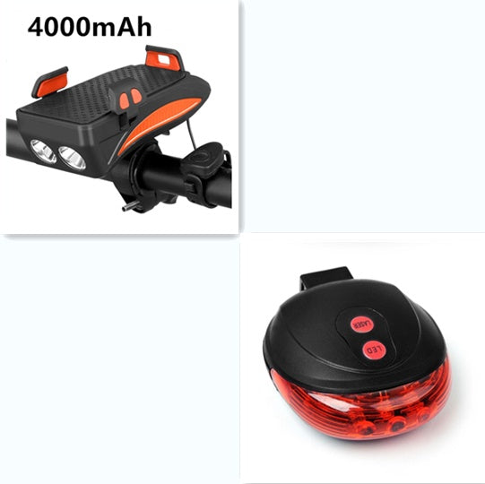 4-in-1 Bike Mount — Light, Horn, Phone Holder & Power Bank