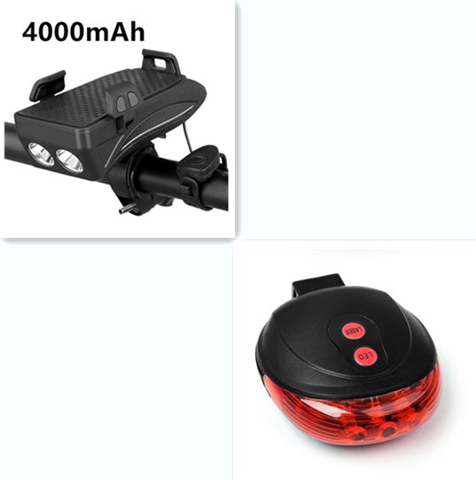 4-in-1 Bike Mount — Light, Horn, Phone Holder & Power Bank