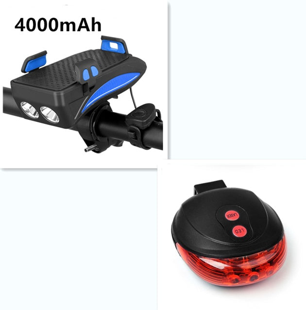 4-in-1 Bike Mount — Light, Horn, Phone Holder & Power Bank