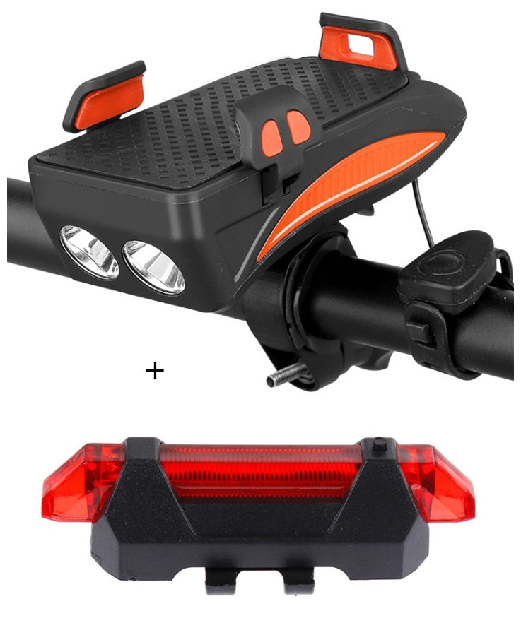 4-in-1 Bike Mount — Light, Horn, Phone Holder & Power Bank