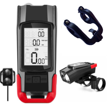 3-in-1 Bike Computer — Light, Horn & Wireless Speedometer