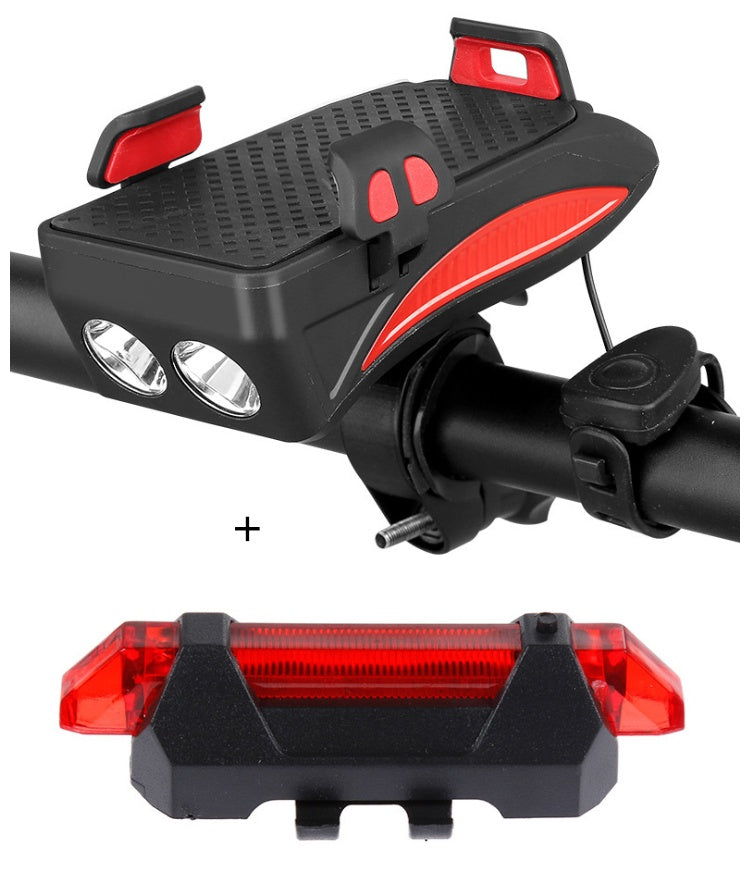 4-in-1 Bike Mount — Light, Horn, Phone Holder & Power Bank