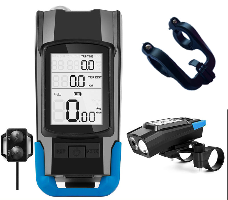 3-in-1 Bike Computer — Light, Horn & Wireless Speedometer