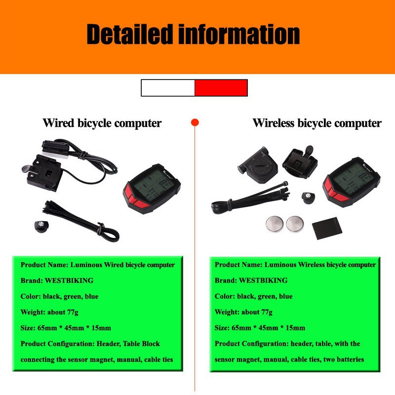Wireless Bike Computer — Waterproof Cycling Speedometer
